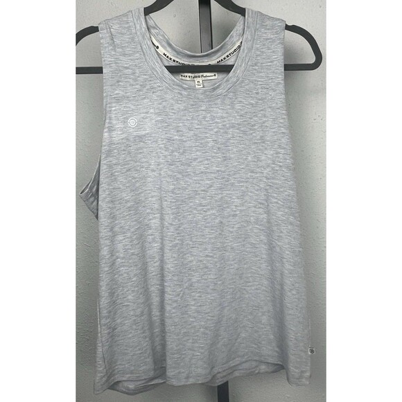 Max Studio Performance Top Sleeveless Backless Cutout Wicking Gray XL NWT Sports - Picture 3 of 9